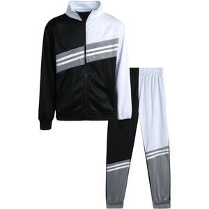 Precio al por mayor Logotipo personalizado Boys Tricot Jogger Set Nuevo último diseño de 2 piezas Active Performance Zip-Up Chándal Set - Product Image 1