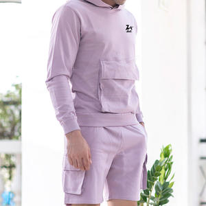 2024 New Arrival 100% Cotton <b>Men's</b> Casual <b>Hoodie</b> & <b>Shorts</b> <b>Set</b> Breathable Winter Collection for <b>Men</b> - Product Image 5