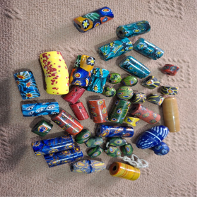 Perles en verre soufflé à la main, motif floral complexe, chevron millefiori, couleurs et tailles personnalisées - Product Image 3