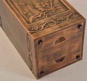 Handmade Wooden Engraved Urn for Human Ashes Adult Male Female Satin Bag Cremation urns <b>Box</b> (Butterfly(250lbs)) - Product Image 4