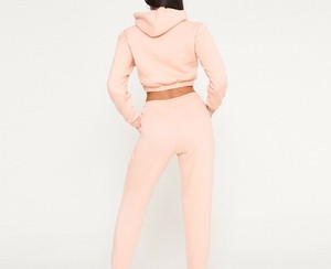 Ensemble 2 pièces personnalisé pour femmes Sweat à capuche de couleur unie avec cordon de serrage zippé et sweats à manches longues avec logo imprimé - Product Image 6