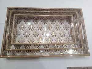 ถาดไม้ทำมือคุณภาพสูงสไตล์อินเดีย ลายพิมพ์เมนะ ทนทาน สำหรับใส่ชาและของว่าง ราคาประหยัด - Product Image 3