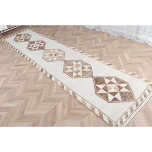 พรมขนาด 2.3x12.1 ฟุต, พรมวินเทจตุรกี, พรมเฮอร์กีสีน้ำตาลลายอิคัต - Product Image 3