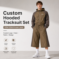 Ensemble de survêtement de course personnalisé IKDEER en nylon et polyester, veste coupe-vent softshell à carreaux et short de jogging long