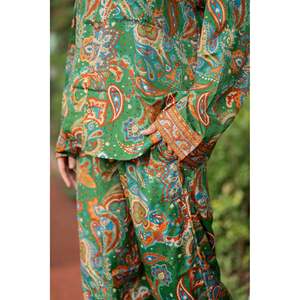 <b>Silk</b> Blend Women's Pyjama Set Silky Soft Cozy Breathable Nightwear Unique Paisley Pattern Pockets ODM Woven for Bridesmaids - Product Image 5