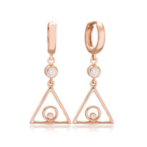 Triangle forme pierre blanche boucles d'oreilles femme boucles d'oreilles turc fait à la main en gros 925 bijoux en argent Sterling - Product Image 1