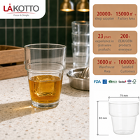 Tasse en verre borosilicate LAKOTTO faite à la main de 260 ml avec motif citron, idéale pour le service de table en restaurant, verrerie en gros, logo personnalisé