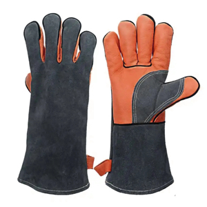 Guantes de soldadura de cuero de vaca resistentes al desgaste aislamiento térmico soldadura guantes de medio cuero soldador de cuero guantes de seguro laboral - Product Image 6