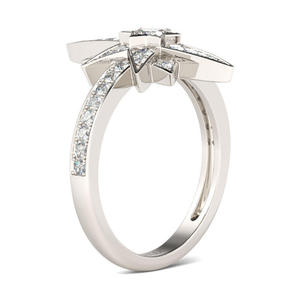 แหวนหมั้นเงินสเตอร์ลิงทรงกลมประดับเพชรเซอร์คอนจาก Jeulia Star Design - Product Image 3