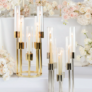 Candelero redondo hecho a mano de acero AK con 8 soportes Juego de 2 en acabado dorado y plateado para decoración del hogar/Hotel - Product Image 2