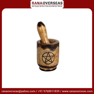 Mortero y mortero de madera con estampado de pentagrama para pulverizar hierbas, especias, granos y semillas a un precio competitivo, gran oferta - Product Image 2