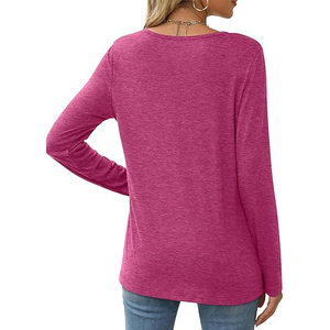 Camisetas de Manga Larga para Mujer, Tejido de Punto Elástico Suave, Moda Moderna, Estilo Casual Vibrante - Product Image 4