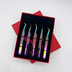 Productos DE BELLEZA DE PRECISIÓN profesional, pinzas de pestañas de acero inoxidable de alta calidad, extensiones de pestañas de volumen redondeado sostenibles - Product Image 1