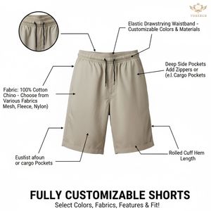 Pantalones cortos informales elásticos clásicos para hombre, diseño Premium, cintura media, tejidos, ropa regular para exteriores, Yokebud, venta al por mayor, el mejor servicio OEM - Product Image 2