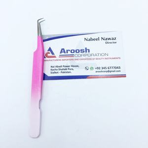 Pinzas de Plasma de doble tono de 90 grados de acero inoxidable de alta calidad, extensión de pestañas sostenible, Punta puntiaguda al por mayor - Product Image 1