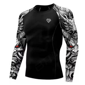 Offre Spéciale MMA Rash Guard sur mesure Simple plaine vierge couleur unie BJJ garde court respirant lavé Technique pour la vente en ligne - Product Image 5