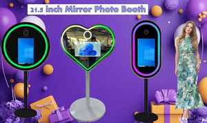 Photomaton rétro en bois photomaton pour selfie appareil <span class=keywords><strong>photo</strong></span> reflex avec support d'imprimante et écran tactile 18.5 - Product Image 6
