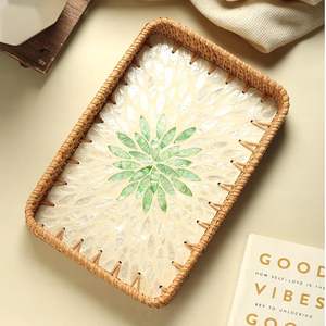 Bandeja de Servicio para Desayuno con Incrustaciones de Conchas de Mosaico Artesanal de Fabricante Indio, Nácar, MOQ 100 Piezas, Platos para el Hogar - Product Image 6