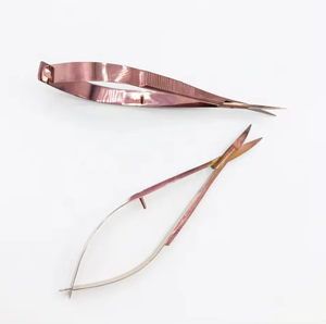 Ciseaux à ressort pour cils professionnels en vente en gros, acier inoxydable solide, couleur or rose, ciseaux à ressort pour cils personnalisés - Product Image 6