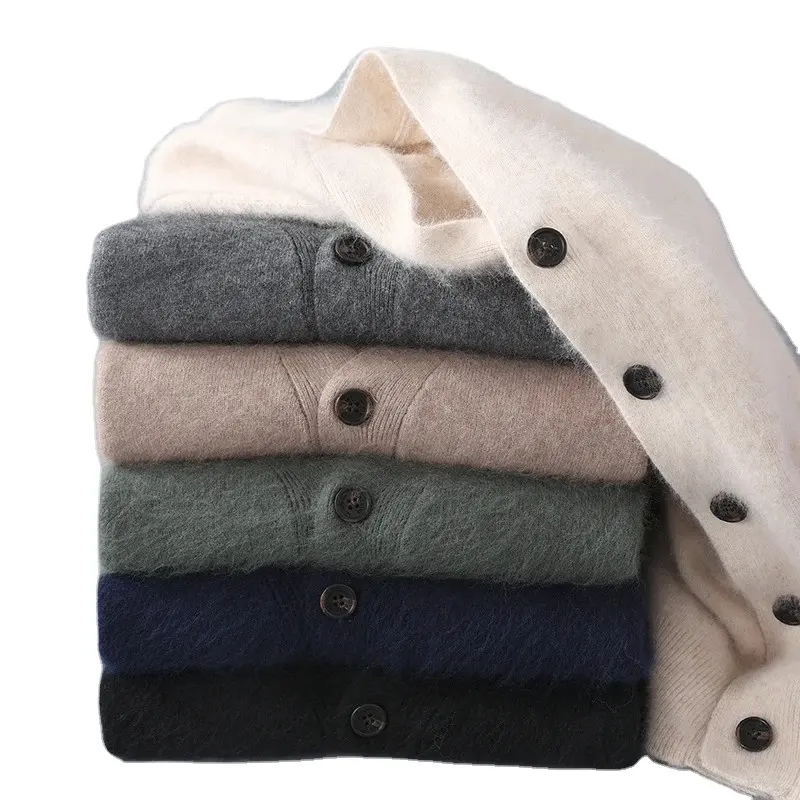 Cardigan pour hommes pull en velours de vison pull à manches longues hiver chaleur mode tricot 2023 nouvelle Version coréenne haut