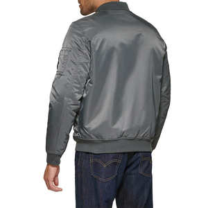 Blouson aviateur en toile respirant et confortable pour hommes avec manches longues patchwork et fermeture éclair pour l'hiver - Product Image 3