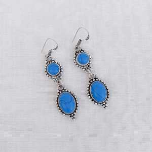 Boucles d'oreilles pendantes multicolores turquoise en argent plaqué 925, bijoux bohèmes de luxe faits à la main, gouttes de cristal, cadeau de mariage pour elle, pièce maîtresse - Product Image 5