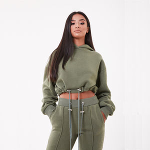 Jersey liso con estampado de logotipo personalizado para mujer, ropa informal de manga larga para entrenamiento en el gimnasio - Product Image 2