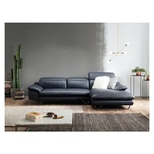Flexible backrest adjustment sofa, high quality high quality living room sofa, luxurious black leather corner sofa