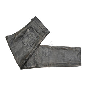 Pantalones de moda de cintura media para hombre, pantalones de lápiz de cuero genuino, pantalones de cuero ligeros de moda para hombre - Product Image 4