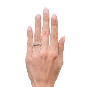 Anillo de Eternidad Geométrico de Oro Blanco con Diamantes, Engaste Pavé, Anillo de Boda Unisex de Lujo, Corte Brillante Redondo - Product Image 3