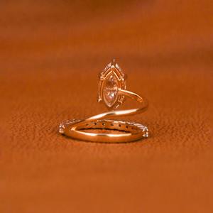 Anillo de diamantes de oro de 14 quilates de lujo Marquesa y corte redondo con ajuste de pavé de derivación Perfecto para Bodas de compromiso u ocasiones especiales - Product Image 5