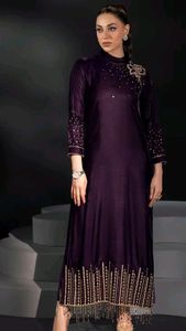 New Designer Casual Indian-wear Stylish Long Kurta & <b>Pant</b> Dress with Embellished Crystal Glass Beads, Dabka Embroidery Work=2025 - Product Image 2