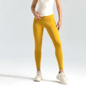 High Quality Yoga Pants Leggings for Women Activewear Workout Elastic High Waist Custom Solid Plain Stretchable Women Leggings - Product Image 5