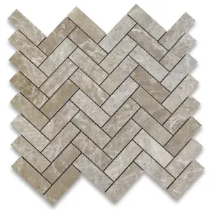 Azulejo de mosaico de espiga 1x3 de mármol marrón claro Emperador F72XP chino pulido para suelo de Villa Material de calcita Natural - Product Image 1