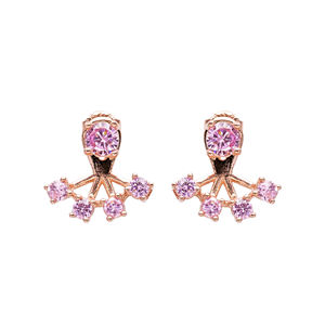 ต่างหูหินสีชมพูแบบกลมออกแบบให้มีหูแจ็คเก็ตผู้หญิงต่างหูแบบตุรกีทำด้วยมือ925เครื่องประดับเงินสเตอร์ลิง - Product Image 3
