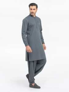 Salwar Kameez pour hommes pakistanais, style uni, tenue traditionnelle musulmane pour le bureau, la vie quotidienne et la Jumma. - Product Image 4