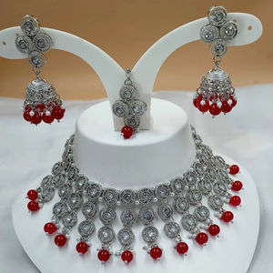 <b>Indian</b> Traditional Kundan Silver Plated <b>Jewellery</b> <b>Set</b> and Copper Necklace <b>Set</b> for Women & Girl <b>Indian</b> Accessories Jewlery Women - Product Image 1