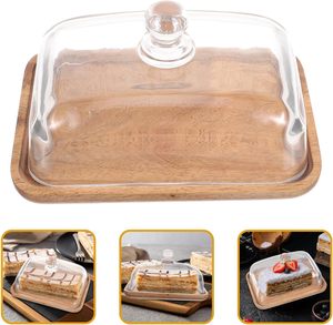 Acacia Desierto redondo Soporte para pastel de boda Estilo Ins Suministros de madera Cúpula Cubierta de vidrio Hogar Cocina Donuts Postres Decoración - Product Image 6