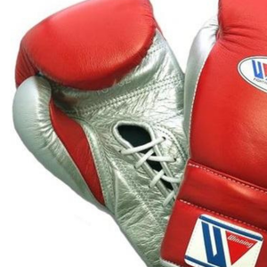 Gants de boxe à lacets Winning, rouge argent, cuir véritable de qualité supérieure, gants d'entraînement de combat professionnels, gants de sparring, 8oz 10oz 12oz 14oz 16oz - Product Image 4