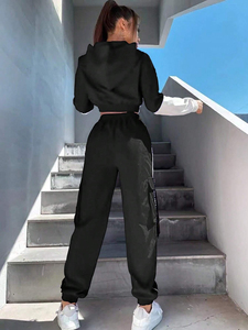 Logo personnalisé vierge 100% coton femmes CropTop sweats à capuche coupe régulière séchage rapide respirant haute qualité en gros - Product Image 2