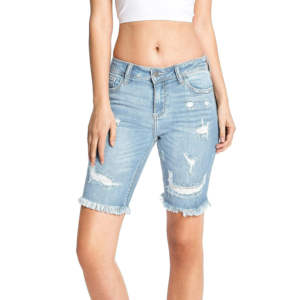 Pantalones cortos de mezclilla clásicos de cintura alta para mujer hechos a mano con tela de algodón suave 100% comodidad durante todo el día estilo fácil sin esfuerzo de alta calidad - Product Image 1