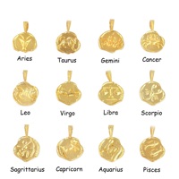 Collier à breloques du zodiaque Vierge faisant boucle pendentif astrologie signe de naissance pendentif charme du zodiaque pendentif designer en laiton plaqué or