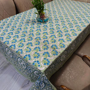 Estampado floral hecho a mano 100% algodón Heritage mantel bloque hecho a mano impreso tradicional rectángulo Diseño Artesanal cubierta - Product Image 1