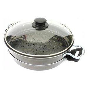 Non-stick Aluminum <b>Steamer</b> (28cm) Black 701540 - Product Image 1