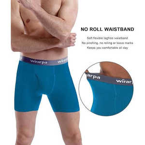 Calzoncillos Bóxer Clásicos de Algodón Elástico para Hombre, Abertura Frontal, Sin Etiqueta, Pierna Regular, Fabricación OEM, Tejido de Punto, Antibacterianos - Product Image 3