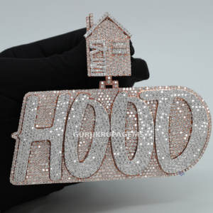 14 KT จี้ฮิปฮอปสีขาวและสีโรสโกลด์ประดับเพชรเม็ดกลมเพชรเพชรแบบสดใสเพิ่มความคมชัดของ VVS - Product Image 5