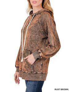 Made in Pakistan Latest Style Streetwear <b>Women</b> Hoodie Cotton <b>Fleece</b> Acid Wash Vintage Custom Logo <b>Women</b> Washed Hoodie - Product Image 4