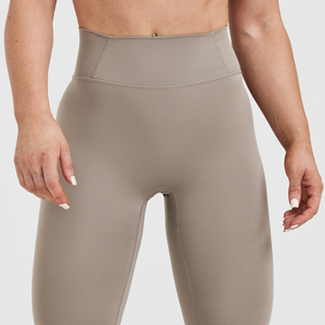 High Quality Lightweight <b>Women's</b> <b>Winter</b> Sport <b>Leggings</b> Solid Color Customized Polyester Spandex Knitted High Waist OEM - Product Image 4