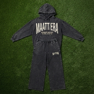 Conjunto de Sudadera Oversize Lavada Personalizada y Pantalones Anchos de Felpa para Mujer, Chándal de Algodón con Estampado Gráfico Estilo Urbano OEM ODM - Product Image 5