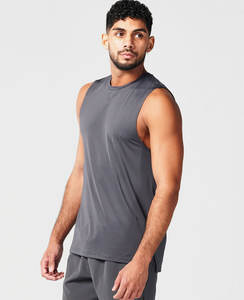 Camiseta sin mangas de hip hop de calle alta Logotipo personalizado Algodón Hombres 250G Algodón Camiseta sin mangas de algodón transpirable Camisetas - Product Image 1